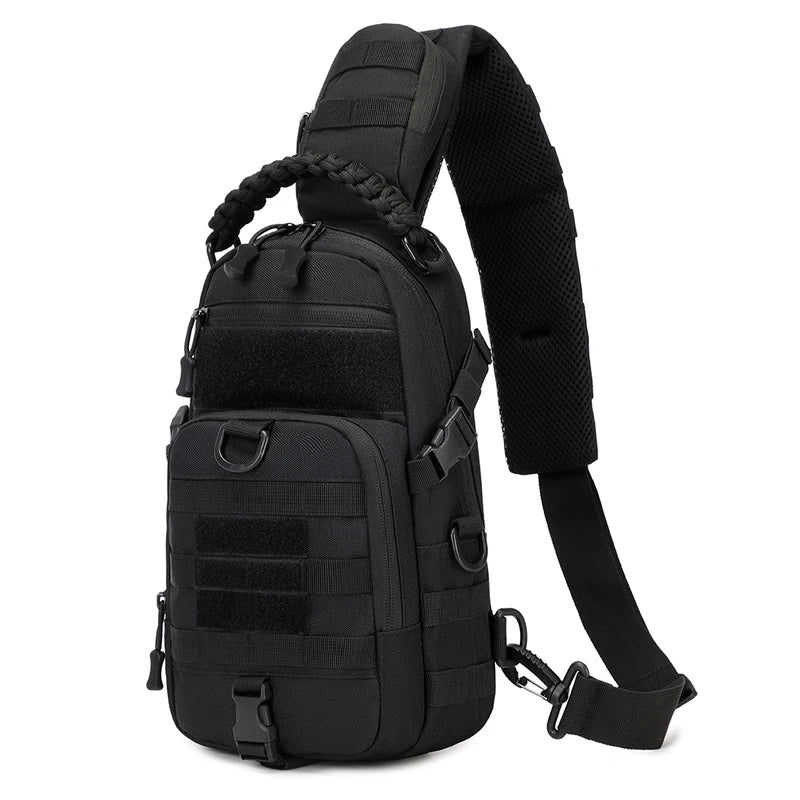 Mochila tática masculina para camping, ideal para esportes, caminhadas, escaladas, ciclismo, pesca e viagens. Possui sistema MOLLE e é perfeita para usar no ombro.