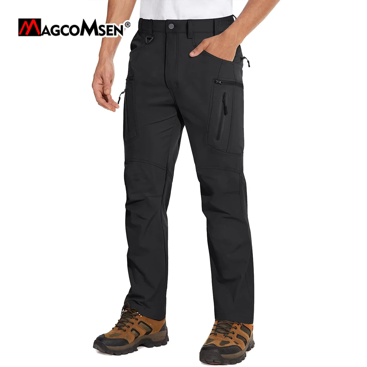 Calça de caminhada leve MAGCOMSEN para homem, estilo cargo, verão, nylon de secagem rápida, impermeável, para pesca e uso casual ao ar livre.