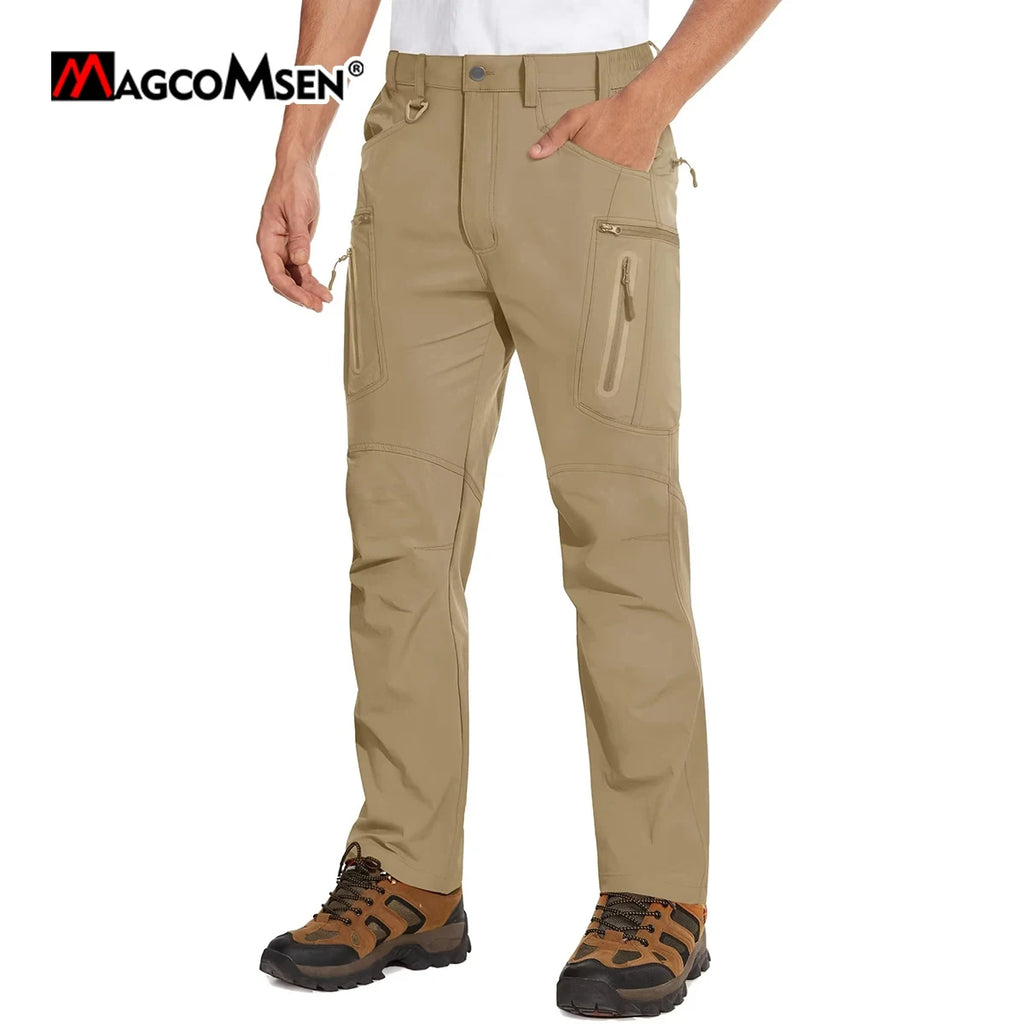 Calça de caminhada leve MAGCOMSEN para homem, estilo cargo, verão, nylon de secagem rápida, impermeável, para pesca e uso casual ao ar livre.