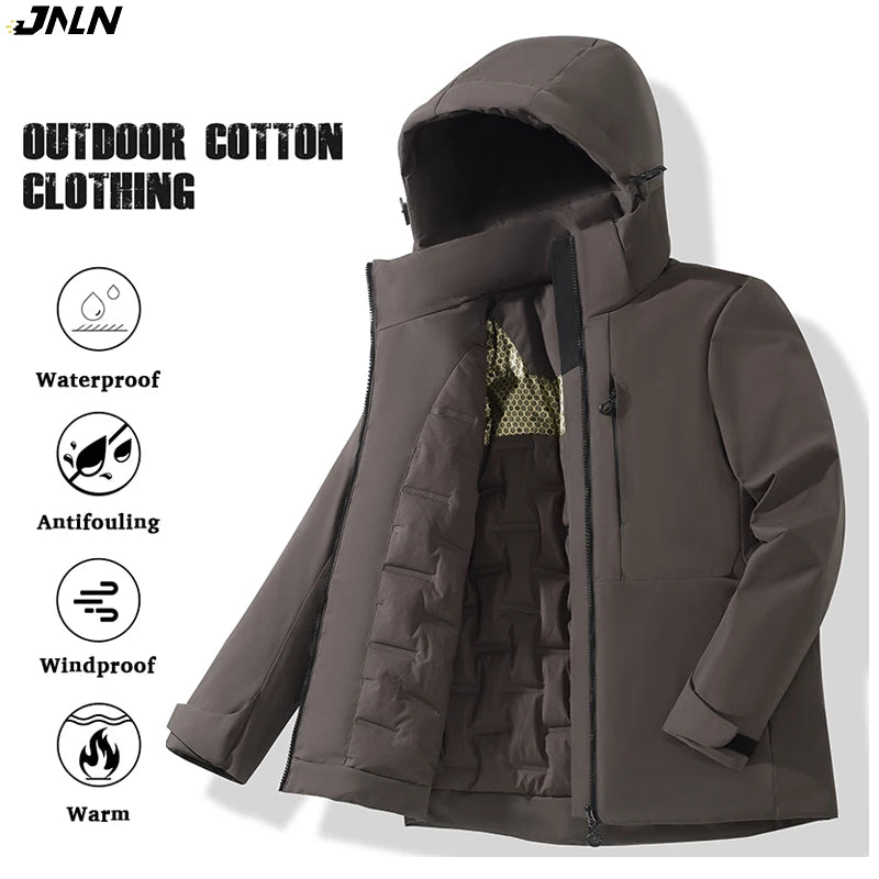Jaquetas de lã impermeáveis unissex JNLN, corta-vento térmico de inverno para homens e mulheres, ideais para caminhadas, camping, esqui e escalada.