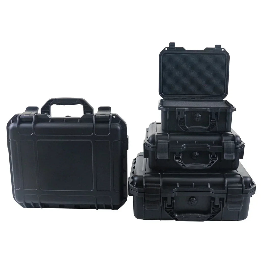 1 bolsa de ferramentas manual rígida e impermeável com compartimento de esponja pré-cortado, chassi de condução não tripulado resistente a impactos.