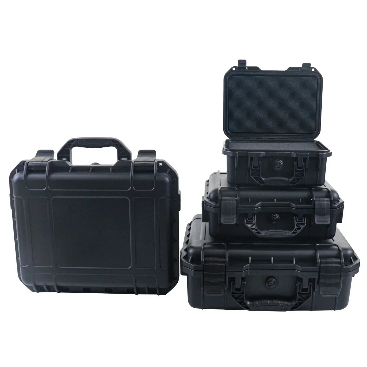 1 bolsa de ferramentas manual rígida e impermeável com compartimento de esponja pré-cortado, chassi de condução não tripulado resistente a impactos.