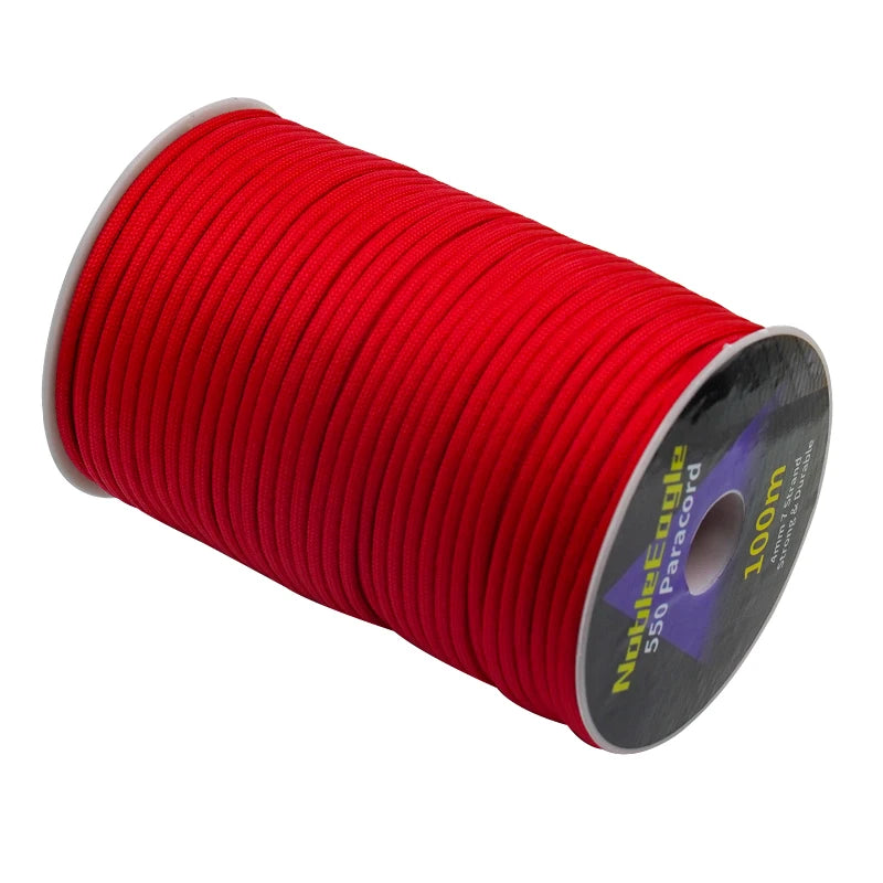Corda de paracord militar 550, 100 m, 50 m, 31 m, 7 fios, 4 mm, corda de paraquedas, equipamento de sobrevivência para camping e atividades ao ar livre, confecção de pulseiras, corda para barraca.
