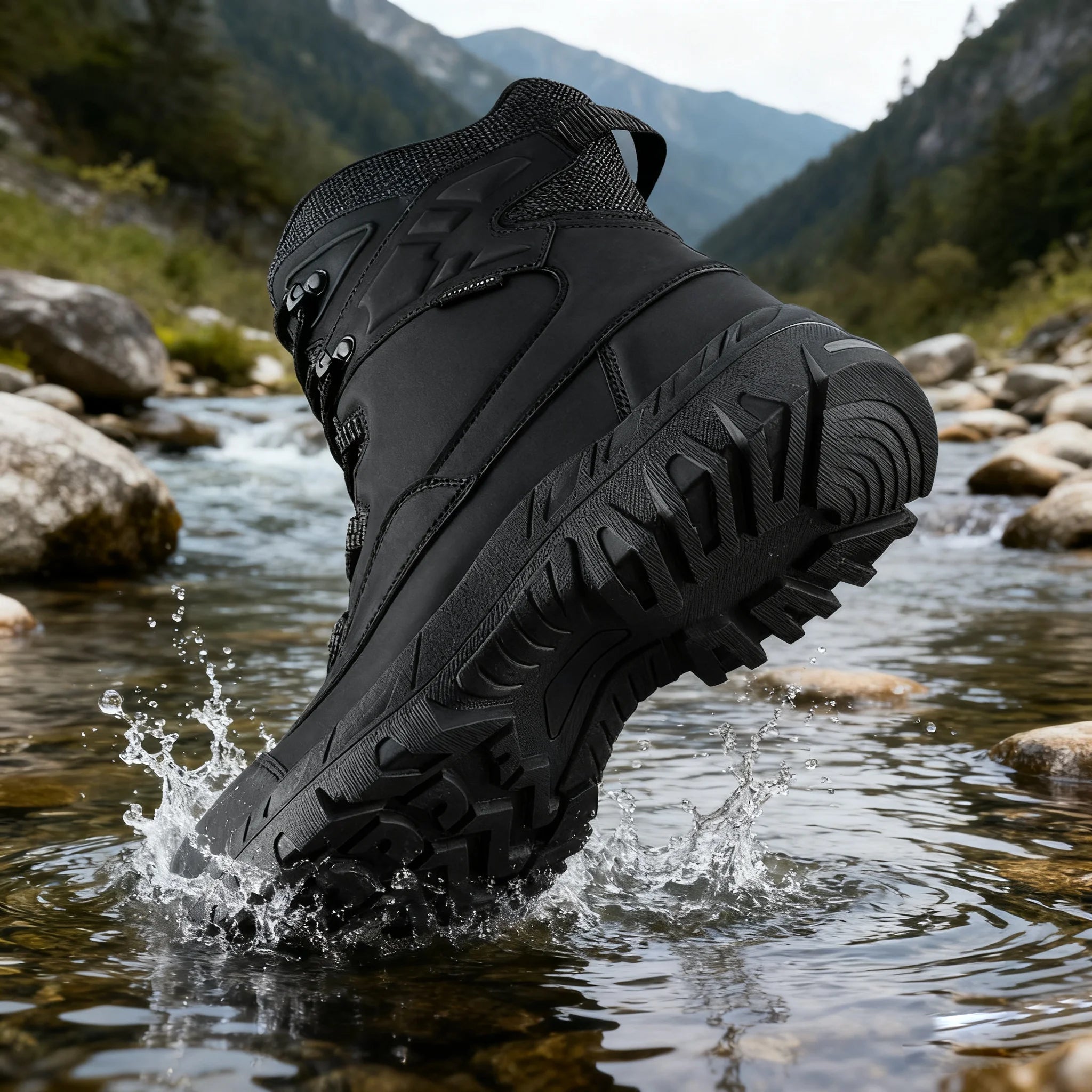 Botas de escalada masculinas para atividades ao ar livre, cano alto, impermeáveis, antiderrapantes, pretas, tamanho grande, botas táticas, tamanho 45, botas de caminhada com cadarço, tamanho 47.