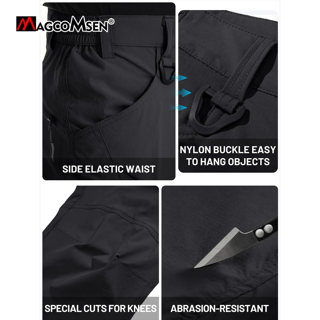 Calça de caminhada leve MAGCOMSEN para homem, estilo cargo, verão, nylon de secagem rápida, impermeável, para pesca e uso casual ao ar livre.