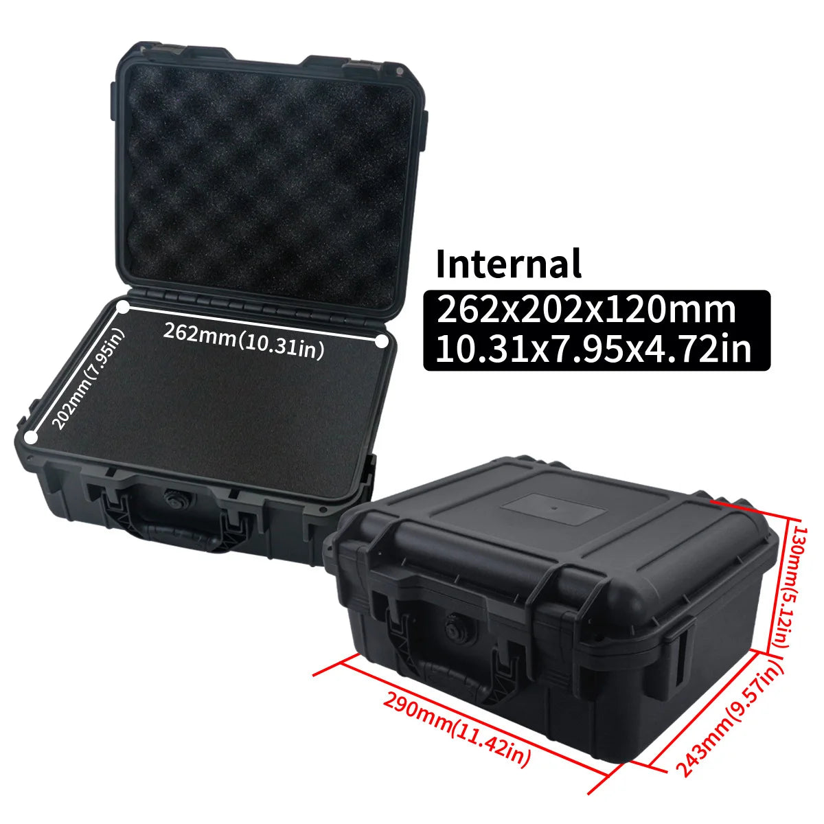 1 bolsa de ferramentas manual rígida e impermeável com compartimento de esponja pré-cortado, chassi de condução não tripulado resistente a impactos.
