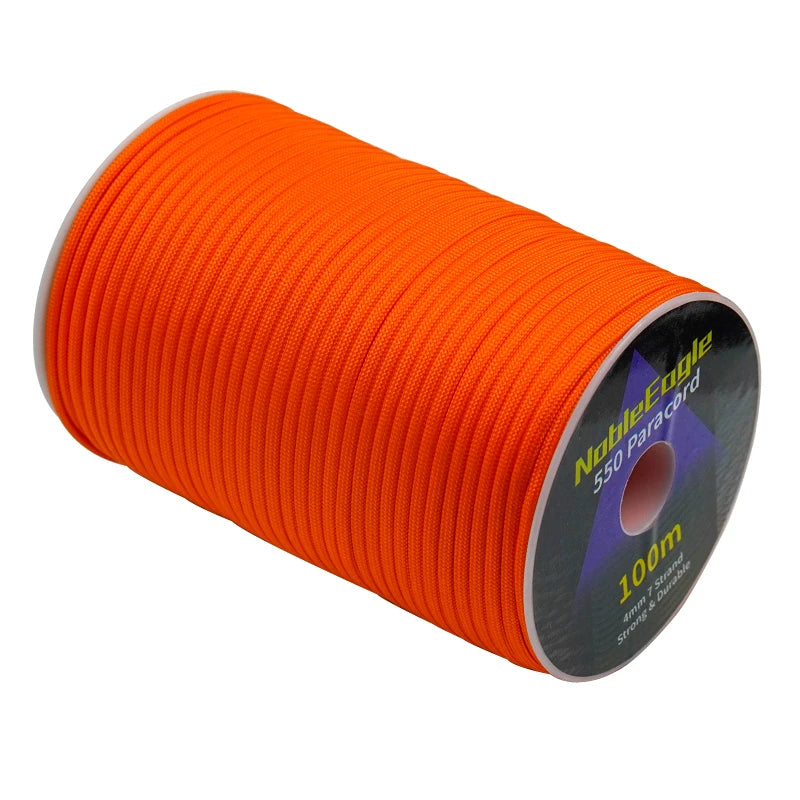Corda de paracord militar 550, 100 m, 50 m, 31 m, 7 fios, 4 mm, corda de paraquedas, equipamento de sobrevivência para camping e atividades ao ar livre, confecção de pulseiras, corda para barraca.