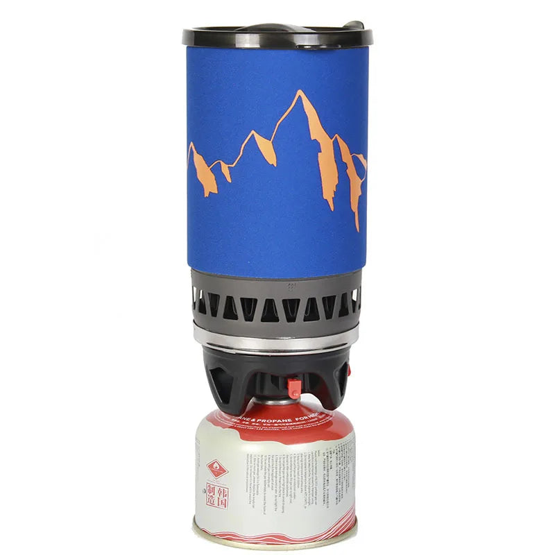 Fogão a gás para camping, conjunto de panela e fogão para uso externo, com economia de energia, capacidade de 1400ml.