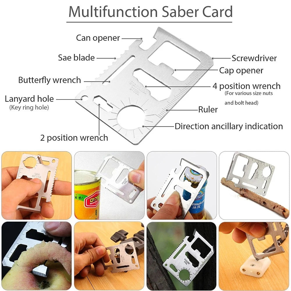 Kit de sobrevivência profissional para emergências, equipamento multifuncional de defesa tática para camping, primeiros socorros, SOS e aventuras na natureza.