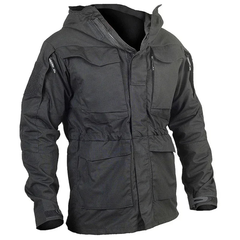 Jaqueta corta-vento tática casual M65 UK US para homens, impermeável, estilo piloto de voo, com capuz, para caça e campo.
