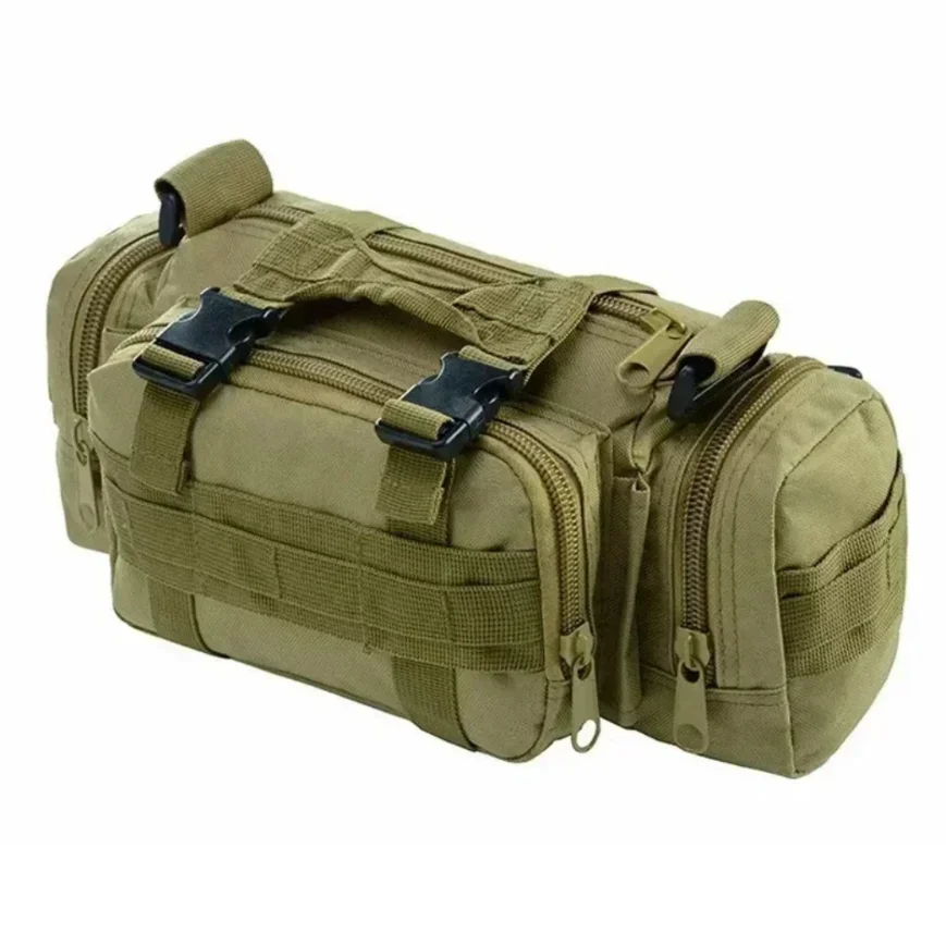 Mochila impermeável para montanhismo e atividades ao ar livre, em tecido Oxford 600D, ideal para camping, trilhas e pesca.