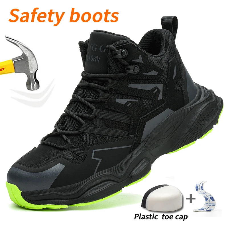 Botas de segurança leves e duráveis, resistentes a impactos e perfurações, confortáveis e respiráveis, ideais para uso externo.
