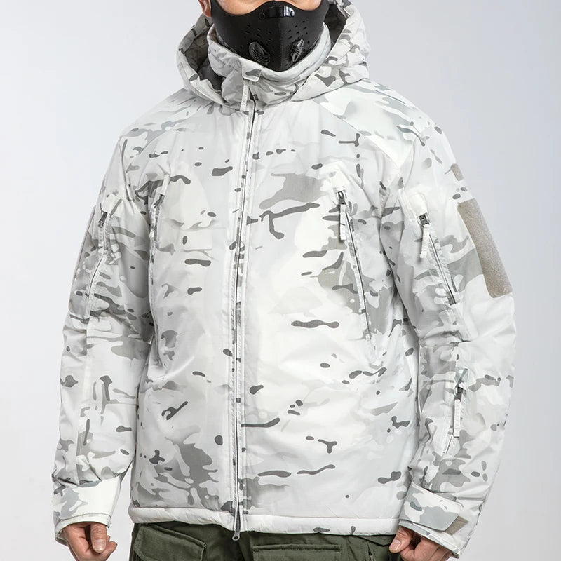 Jaqueta Tática de Inverno 4.0 Corta-Vento Grossa, Impermeável e Quente com Capuz para Homens, Ideal para Camping, Caminhadas e Caça.