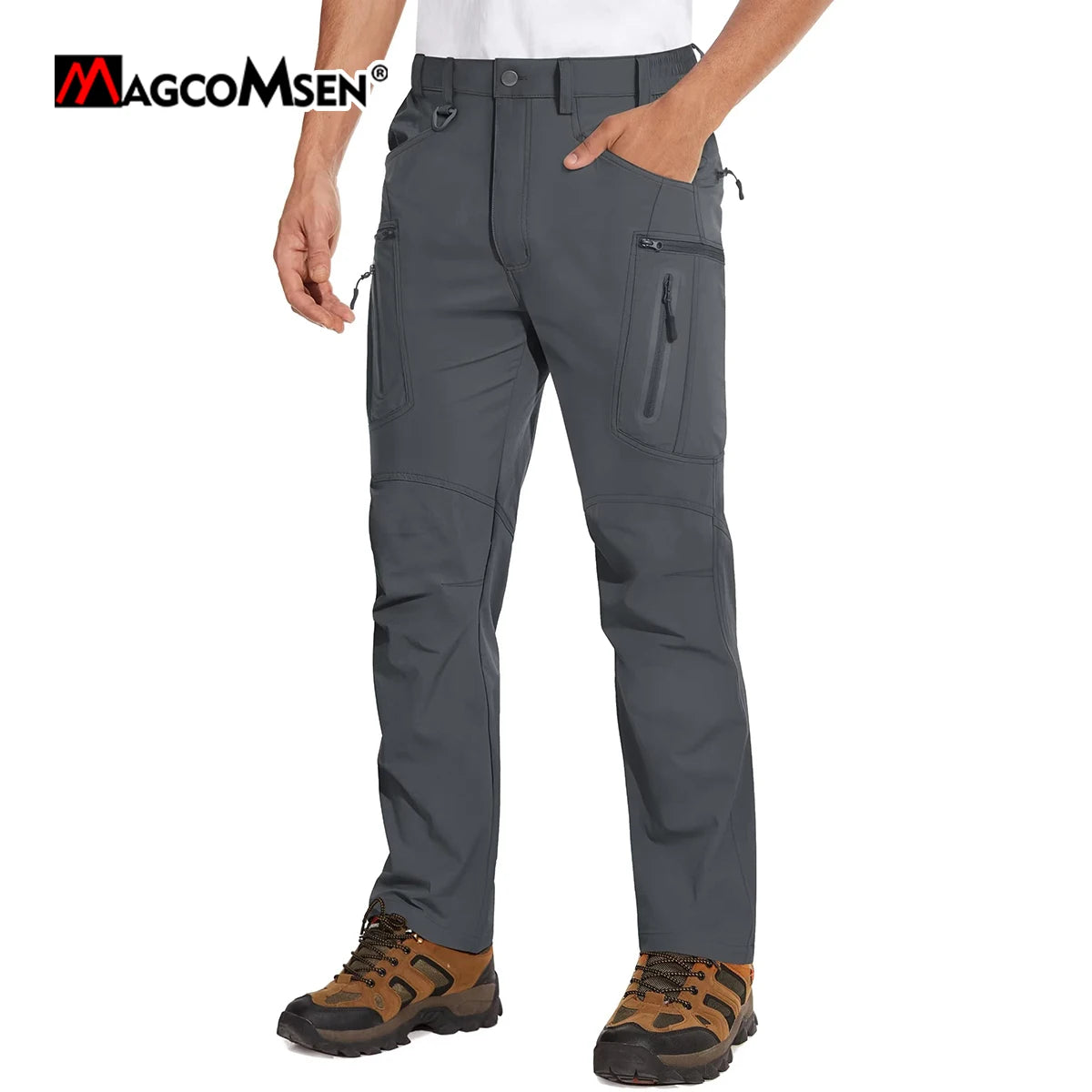 Calça de caminhada leve MAGCOMSEN para homem, estilo cargo, verão, nylon de secagem rápida, impermeável, para pesca e uso casual ao ar livre.
