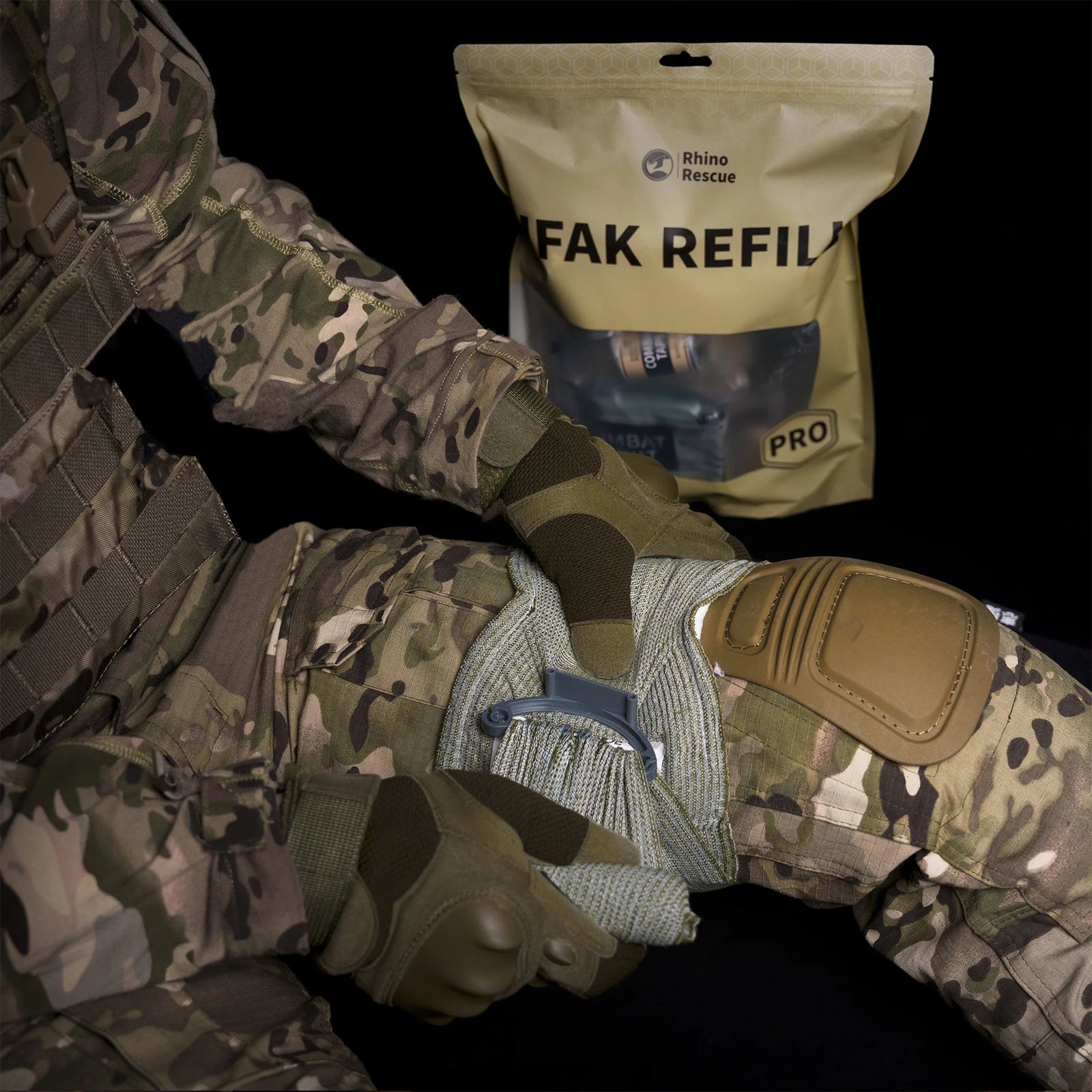 Kit de primeiros socorros de emergência Rhino Rescue, kit tático de combate IFAK para atendimento de primeiros socorros.