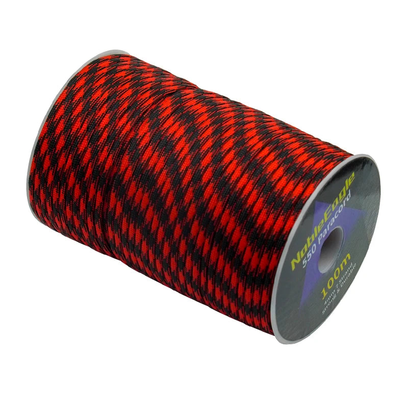 Corda de paracord militar 550, 100 m, 50 m, 31 m, 7 fios, 4 mm, corda de paraquedas, equipamento de sobrevivência para camping e atividades ao ar livre, confecção de pulseiras, corda para barraca.