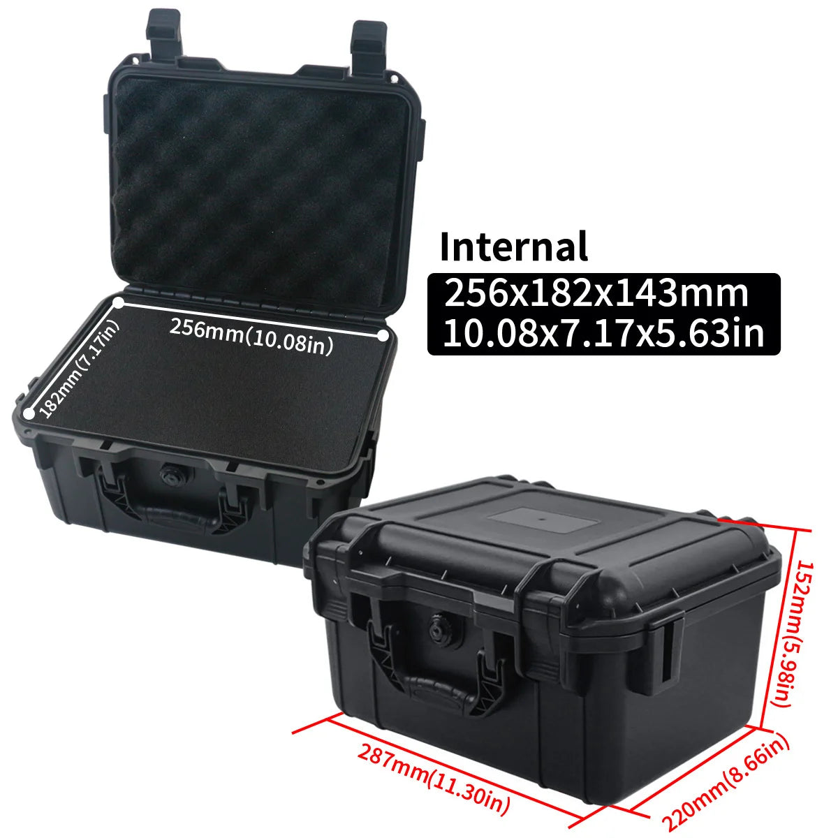 1 bolsa de ferramentas manual rígida e impermeável com compartimento de esponja pré-cortado, chassi de condução não tripulado resistente a impactos.
