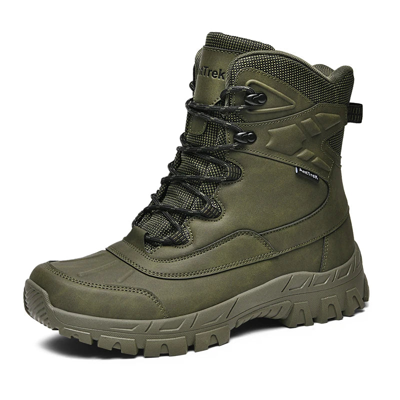 Botas de escalada masculinas para atividades ao ar livre, cano alto, impermeáveis, antiderrapantes, pretas, tamanho grande, botas táticas, tamanho 45, botas de caminhada com cadarço, tamanho 47.