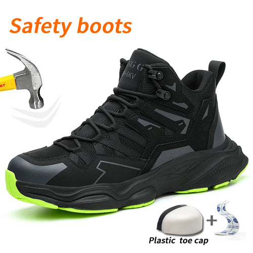 Botas de segurança leves e duráveis, resistentes a impactos e perfurações, confortáveis e respiráveis, ideais para uso externo.