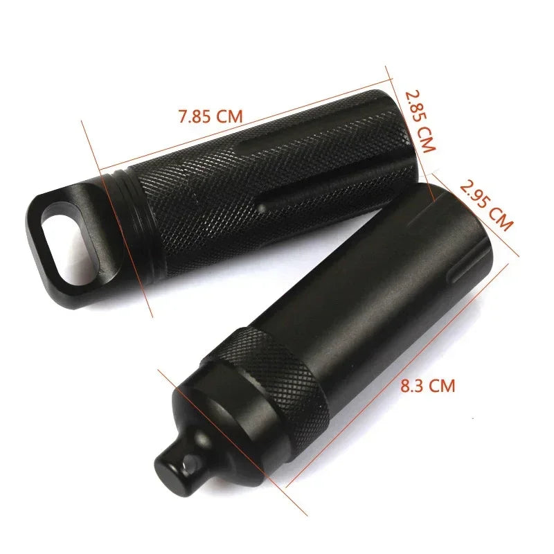 Kit de primeiros socorros de emergência CNC à prova d'água para uso externo, equipamento de sobrevivência e segurança, frasco de comprimidos de alumínio para camping, caixa de armazenamento EDC para tanque.