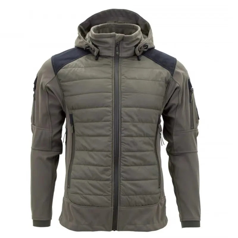 Jaqueta tática Outdoor Soft Shell ISG2.0 aprimorada, à prova de vento e impermeável, com capuz removível, ideal para caminhadas e caça.