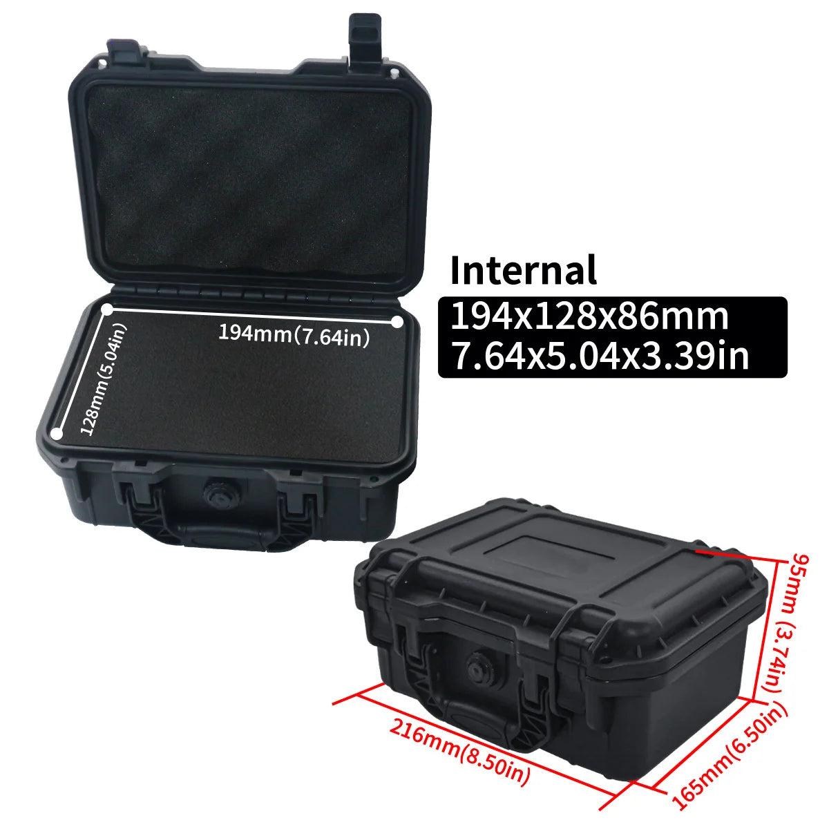 1 bolsa de ferramentas manual rígida e impermeável com compartimento de esponja pré-cortado, chassi de condução não tripulado resistente a impactos.