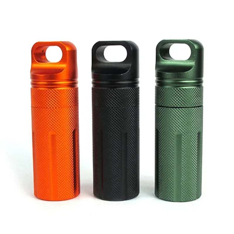 Kit de primeiros socorros de emergência CNC à prova d'água para uso externo, equipamento de sobrevivência e segurança, frasco de comprimidos de alumínio para camping, caixa de armazenamento EDC para tanque.