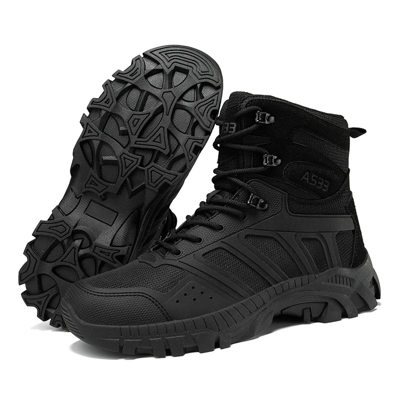 Botas táticas masculinas com cadarço, estilo militar, para trabalho no deserto, caminhadas, escaladas e uso no tornozelo. Botas unissex, tamanhos grandes, marca impermeáveis.