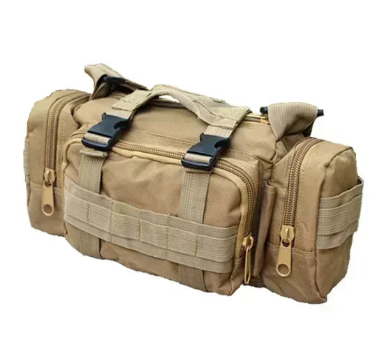 Mochila impermeável para montanhismo e atividades ao ar livre, em tecido Oxford 600D, ideal para camping, trilhas e pesca.