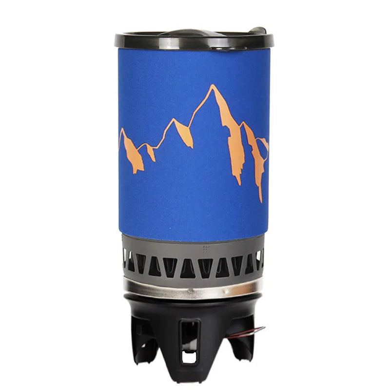 Fogão a gás para camping, conjunto de panela e fogão para uso externo, com economia de energia, capacidade de 1400ml.