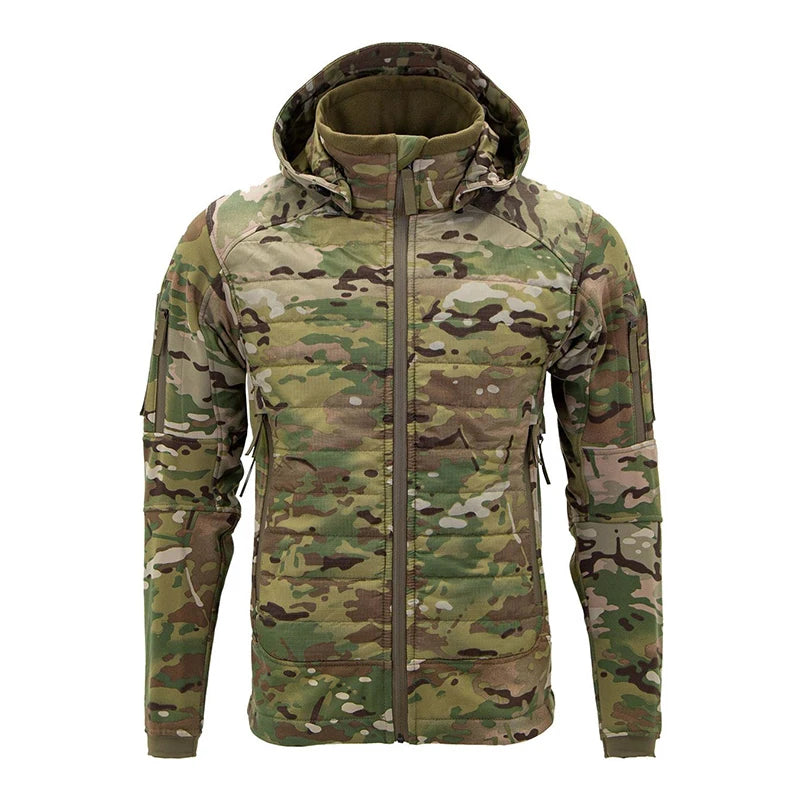 Jaqueta tática Outdoor Soft Shell ISG2.0 aprimorada, à prova de vento e impermeável, com capuz removível, ideal para caminhadas e caça.