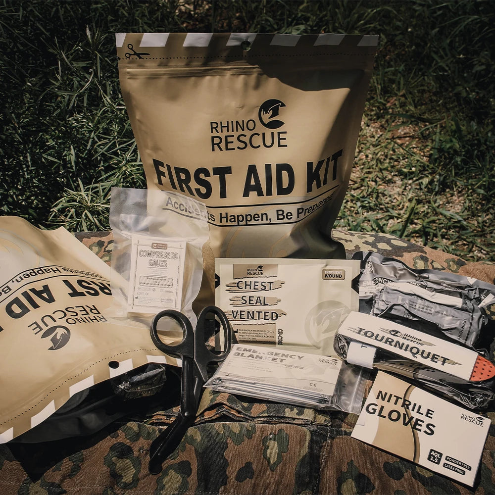 Kit de primeiros socorros de emergência Rhino Rescue, kit tático de combate IFAK para atendimento de primeiros socorros.