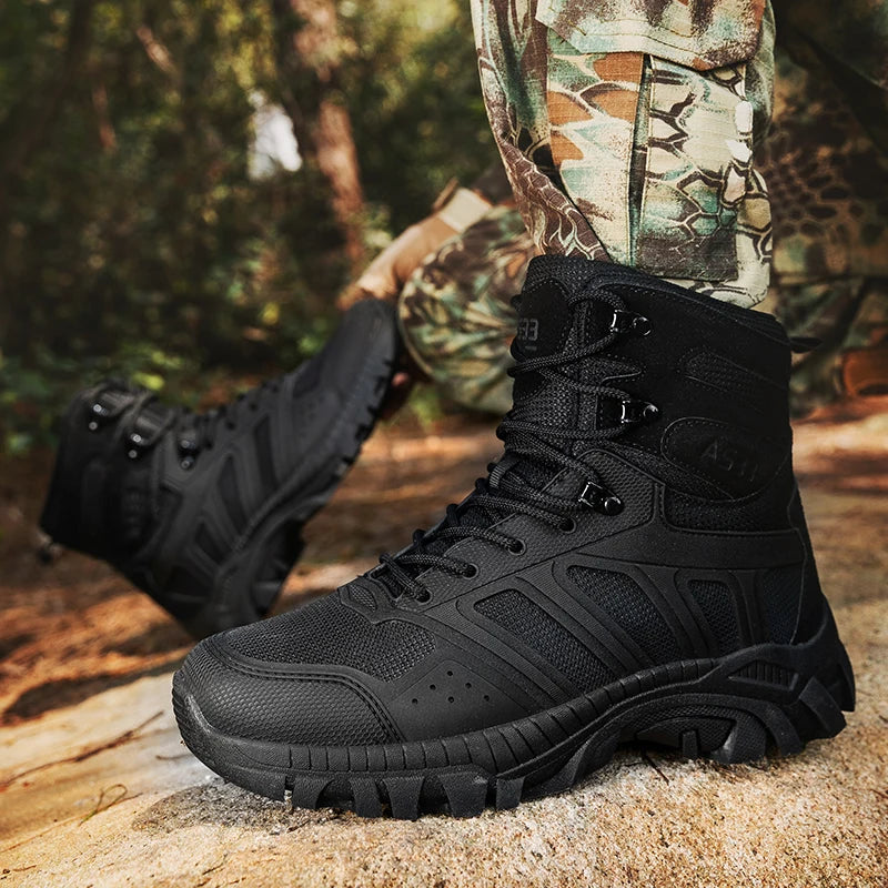 Botas táticas masculinas com cadarço, estilo militar, para trabalho no deserto, caminhadas, escaladas e uso no tornozelo. Botas unissex, tamanhos grandes, marca impermeáveis.