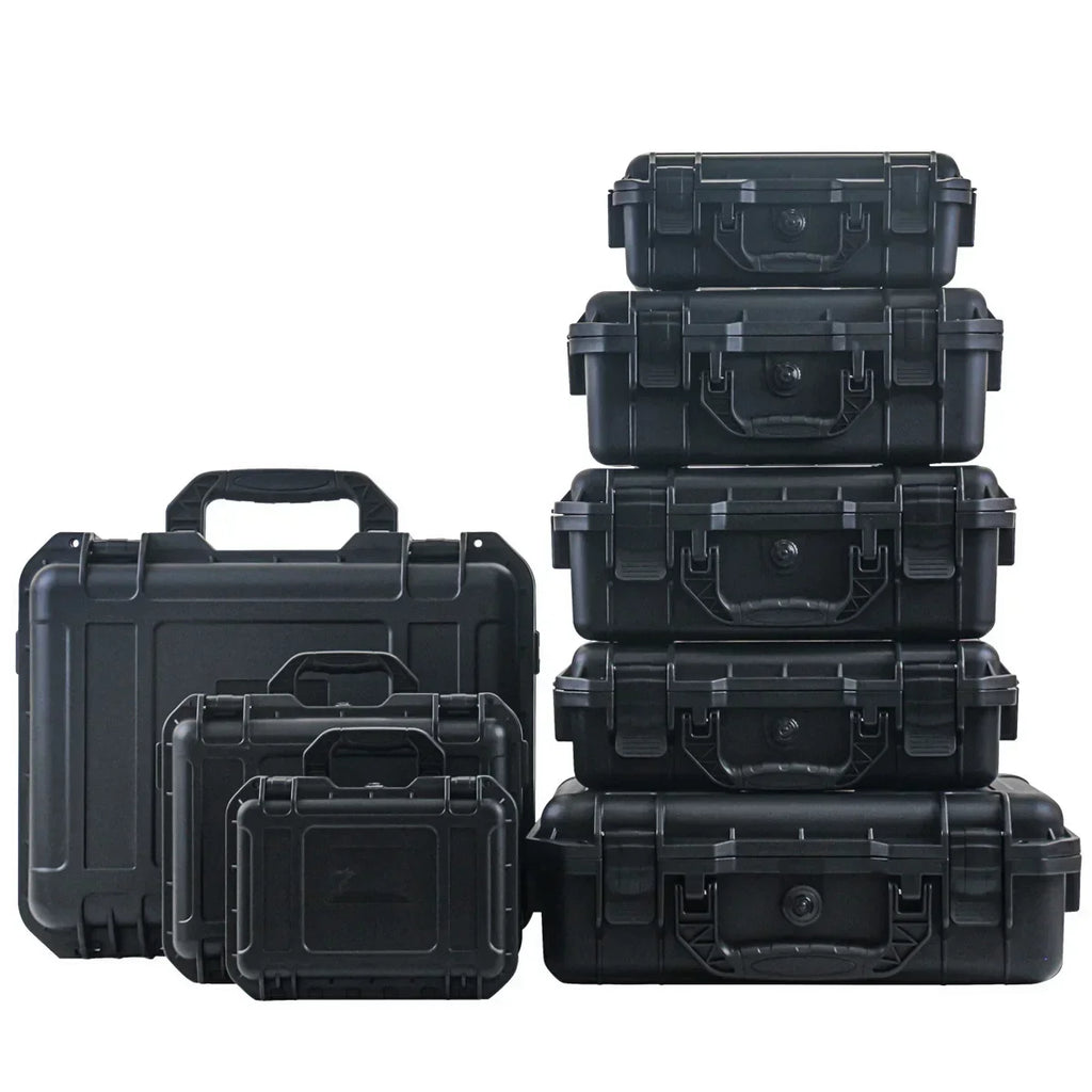 1 bolsa de ferramentas manual rígida e impermeável com compartimento de esponja pré-cortado, chassi de condução não tripulado resistente a impactos.
