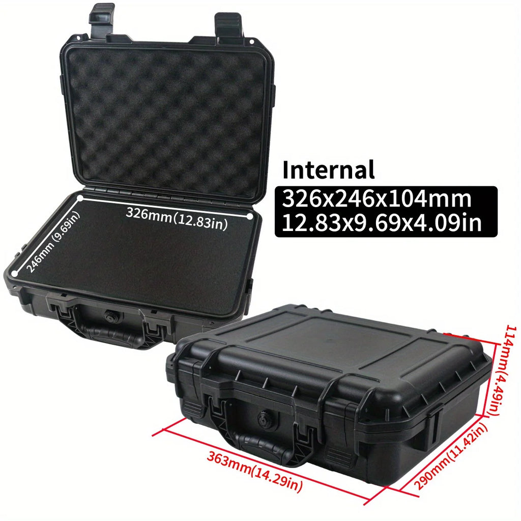 1 bolsa de ferramentas manual rígida e impermeável com compartimento de esponja pré-cortado, chassi de condução não tripulado resistente a impactos.