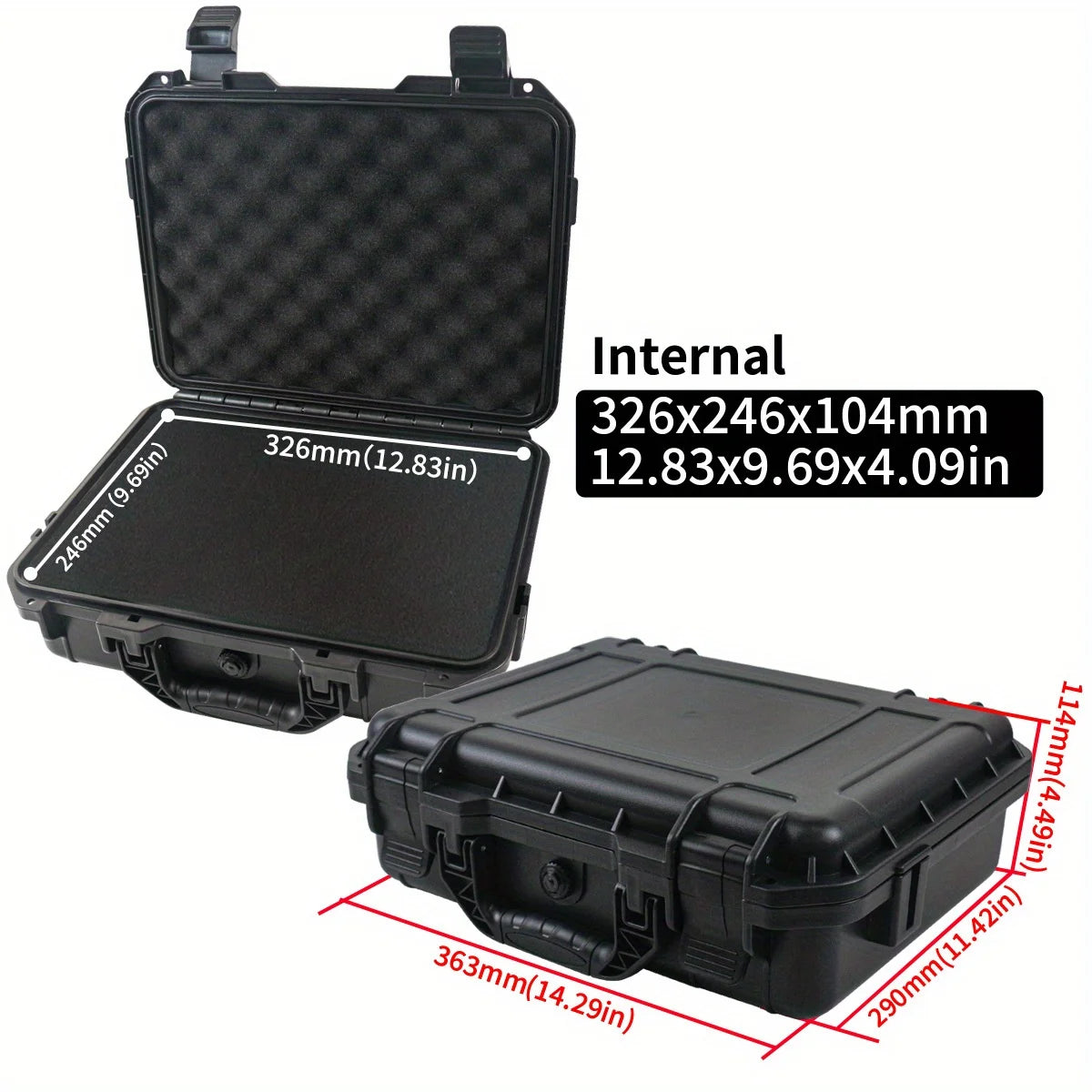 1 bolsa de ferramentas manual rígida e impermeável com compartimento de esponja pré-cortado, chassi de condução não tripulado resistente a impactos.