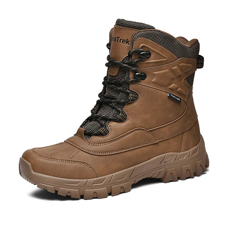 Botas de escalada masculinas para atividades ao ar livre, cano alto, impermeáveis, antiderrapantes, pretas, tamanho grande, botas táticas, tamanho 45, botas de caminhada com cadarço, tamanho 47.