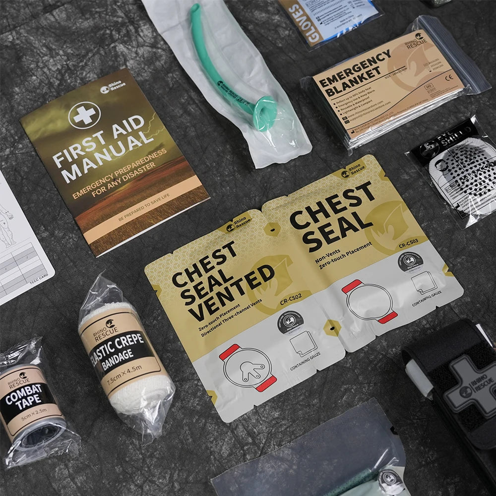 Kit de primeiros socorros de emergência Rhino Rescue, kit tático de combate IFAK para atendimento de primeiros socorros.