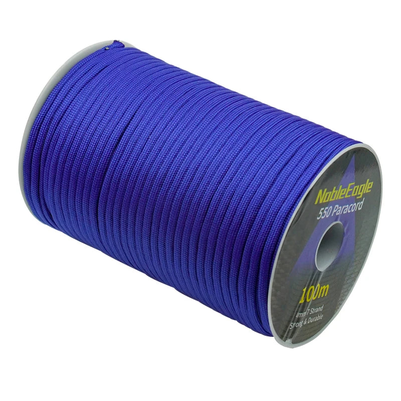 Corda de paracord militar 550, 100 m, 50 m, 31 m, 7 fios, 4 mm, corda de paraquedas, equipamento de sobrevivência para camping e atividades ao ar livre, confecção de pulseiras, corda para barraca.
