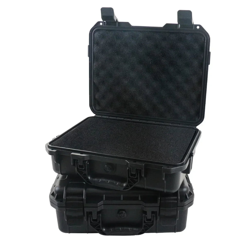 1 bolsa de ferramentas manual rígida e impermeável com compartimento de esponja pré-cortado, chassi de condução não tripulado resistente a impactos.