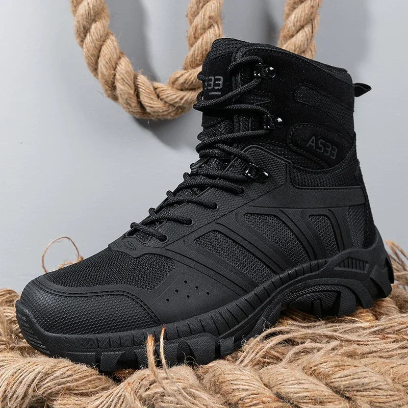 Botas táticas masculinas com cadarço, estilo militar, para trabalho no deserto, caminhadas, escaladas e uso no tornozelo. Botas unissex, tamanhos grandes, marca impermeáveis.