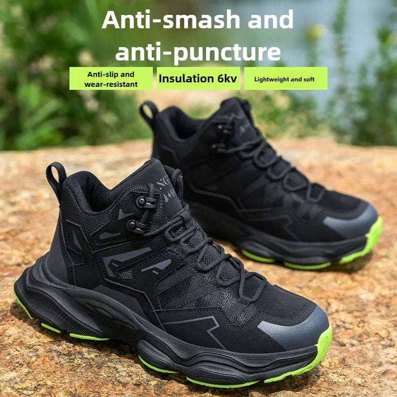 Botas de segurança leves e duráveis, resistentes a impactos e perfurações, confortáveis e respiráveis, ideais para uso externo.