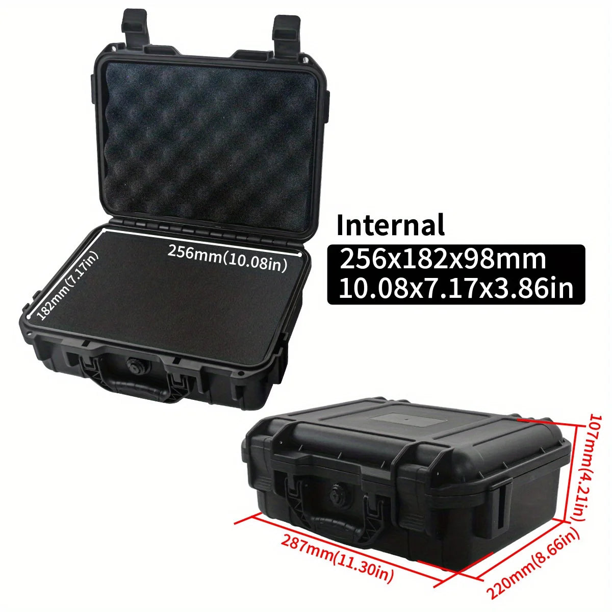 1 bolsa de ferramentas manual rígida e impermeável com compartimento de esponja pré-cortado, chassi de condução não tripulado resistente a impactos.