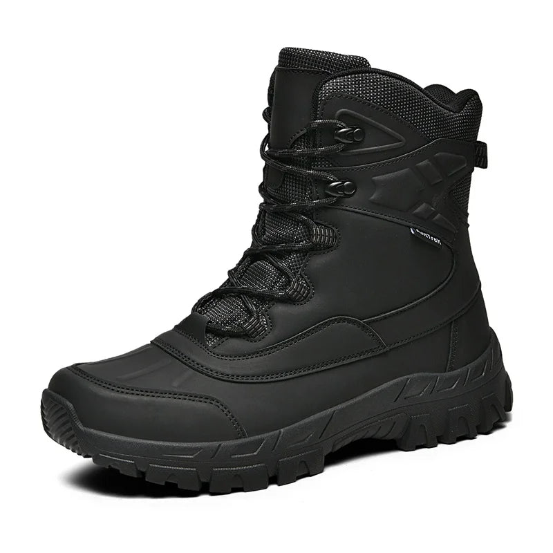 Botas de escalada masculinas para atividades ao ar livre, cano alto, impermeáveis, antiderrapantes, pretas, tamanho grande, botas táticas, tamanho 45, botas de caminhada com cadarço, tamanho 47.