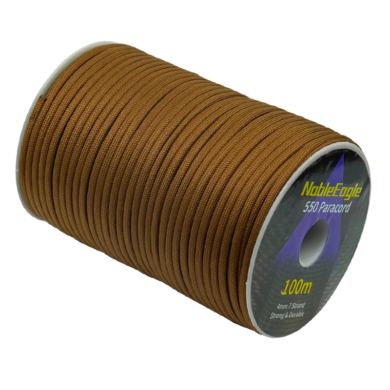 Corda de paracord militar 550, 100 m, 50 m, 31 m, 7 fios, 4 mm, corda de paraquedas, equipamento de sobrevivência para camping e atividades ao ar livre, confecção de pulseiras, corda para barraca.