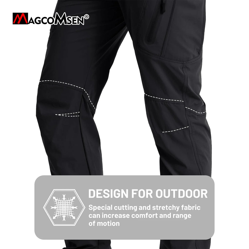 Calça de caminhada leve MAGCOMSEN para homem, estilo cargo, verão, nylon de secagem rápida, impermeável, para pesca e uso casual ao ar livre.
