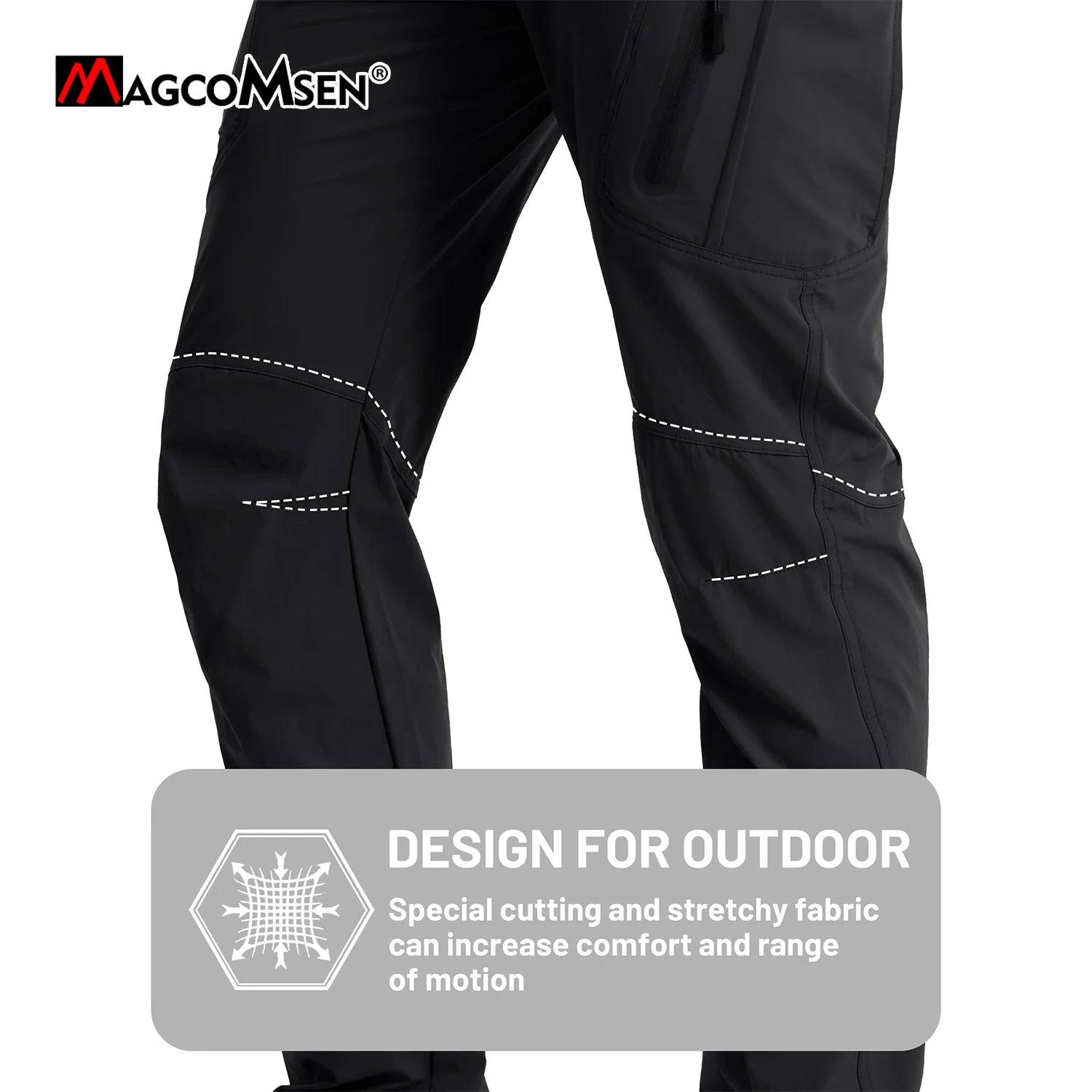 Calça de caminhada leve MAGCOMSEN para homem, estilo cargo, verão, nylon de secagem rápida, impermeável, para pesca e uso casual ao ar livre.