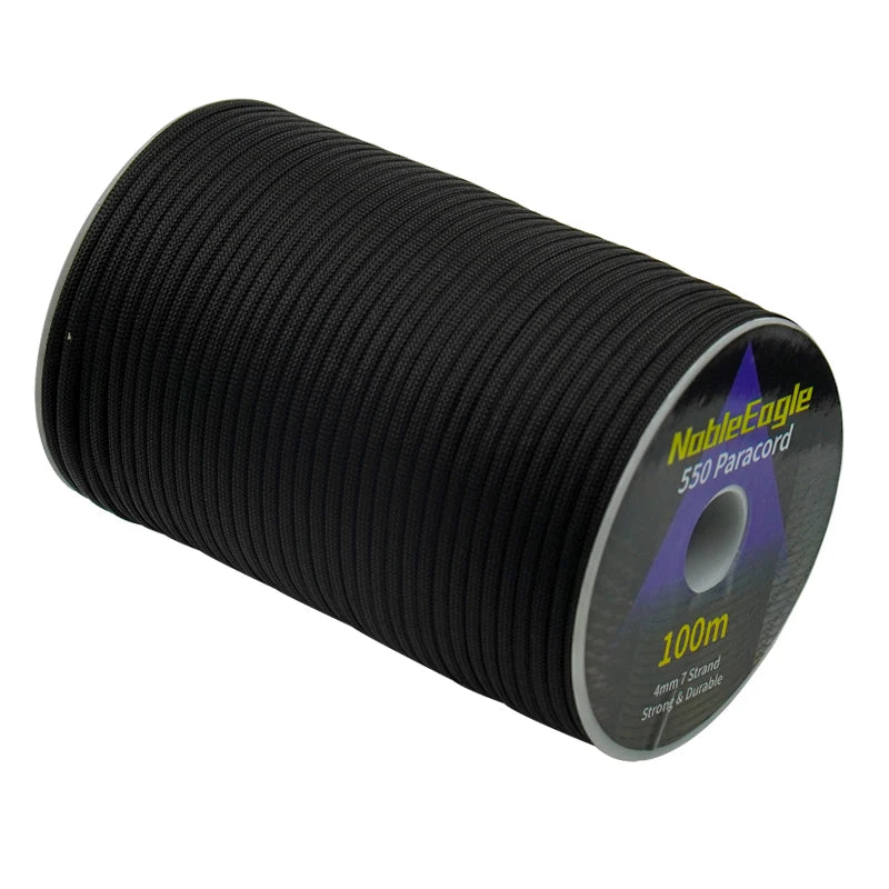 Corda de paracord militar 550, 100 m, 50 m, 31 m, 7 fios, 4 mm, corda de paraquedas, equipamento de sobrevivência para camping e atividades ao ar livre, confecção de pulseiras, corda para barraca.