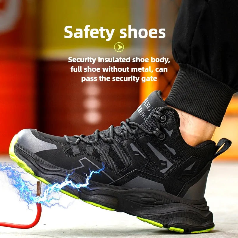 Botas de segurança leves e duráveis, resistentes a impactos e perfurações, confortáveis e respiráveis, ideais para uso externo.