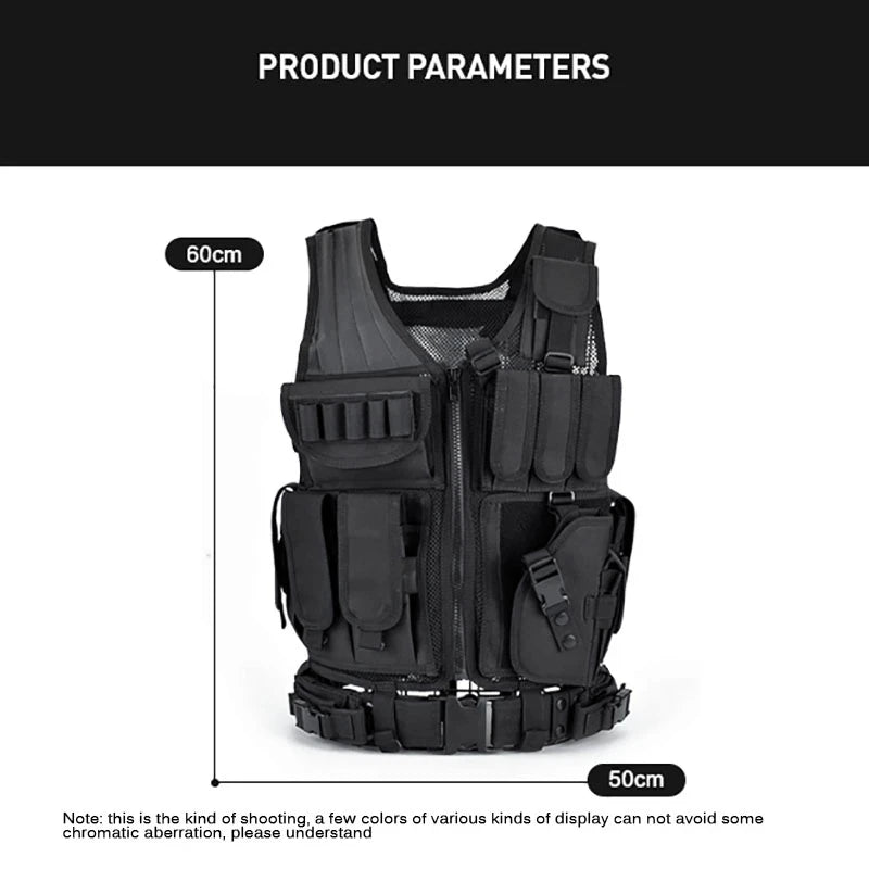 Colete Tático SWAT Respirável, Colete de Armadura Militar para Combate, Segurança, Caça, Exército, Atividades ao Ar Livre, Jogos de CS, Airsoft, Jaqueta de Treinamento